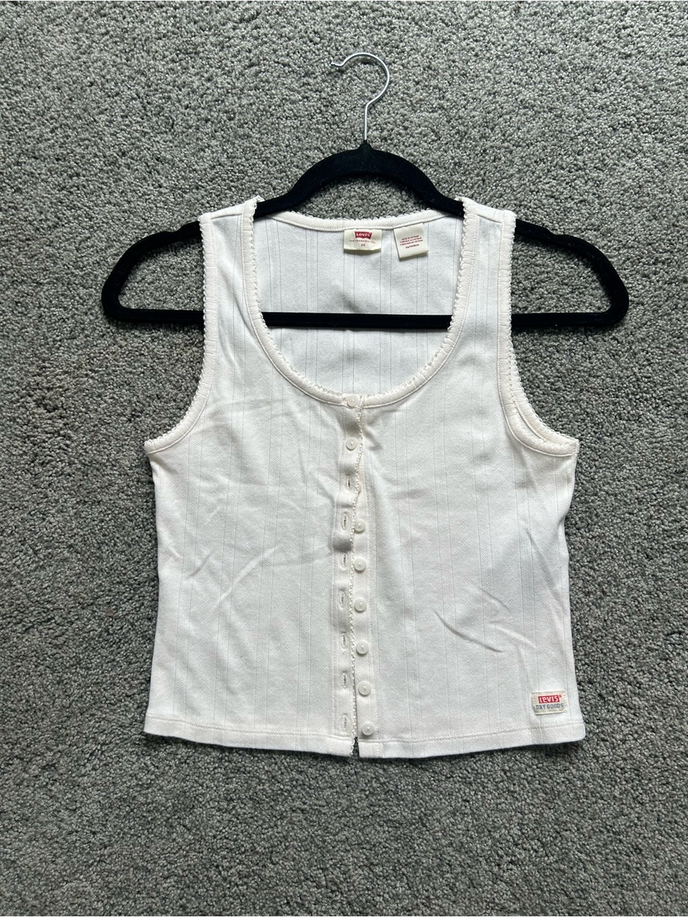 Levi's Cream Ribbed Button-Front Tank